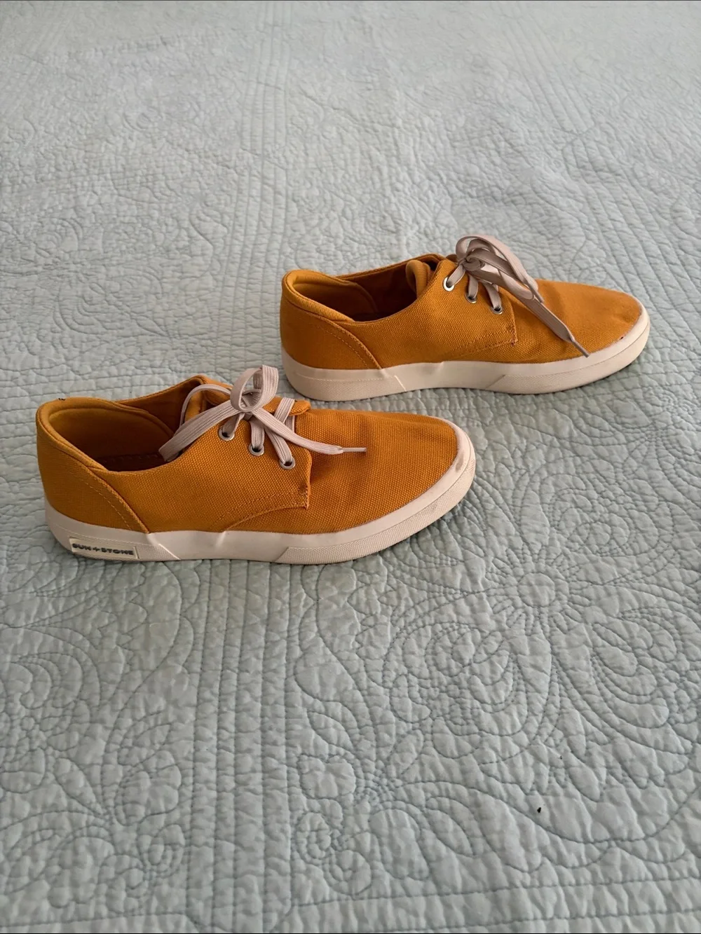 Sun + Stone Mustard Yellow Canvas Sneakers with Cream Laces